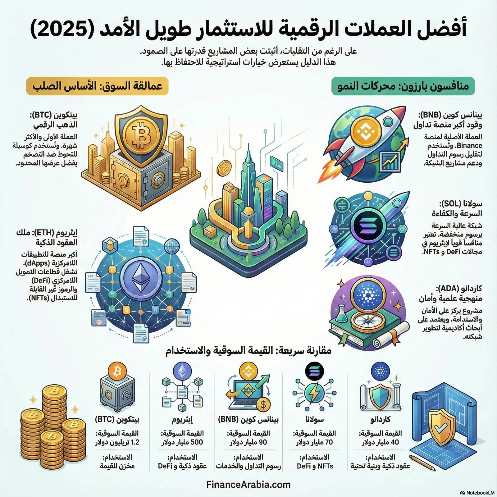 أفضل 10 عملات رقمية للاستثمار طويل الأمد (2025)