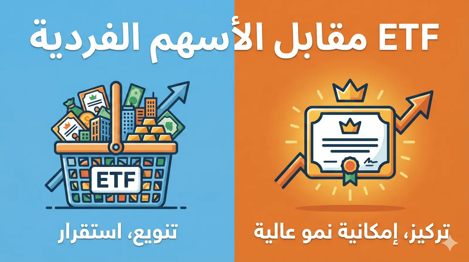 ETF مقابل الأسهم الفردية: دليلك الشامل لبناء ثروة طويلة الأمد