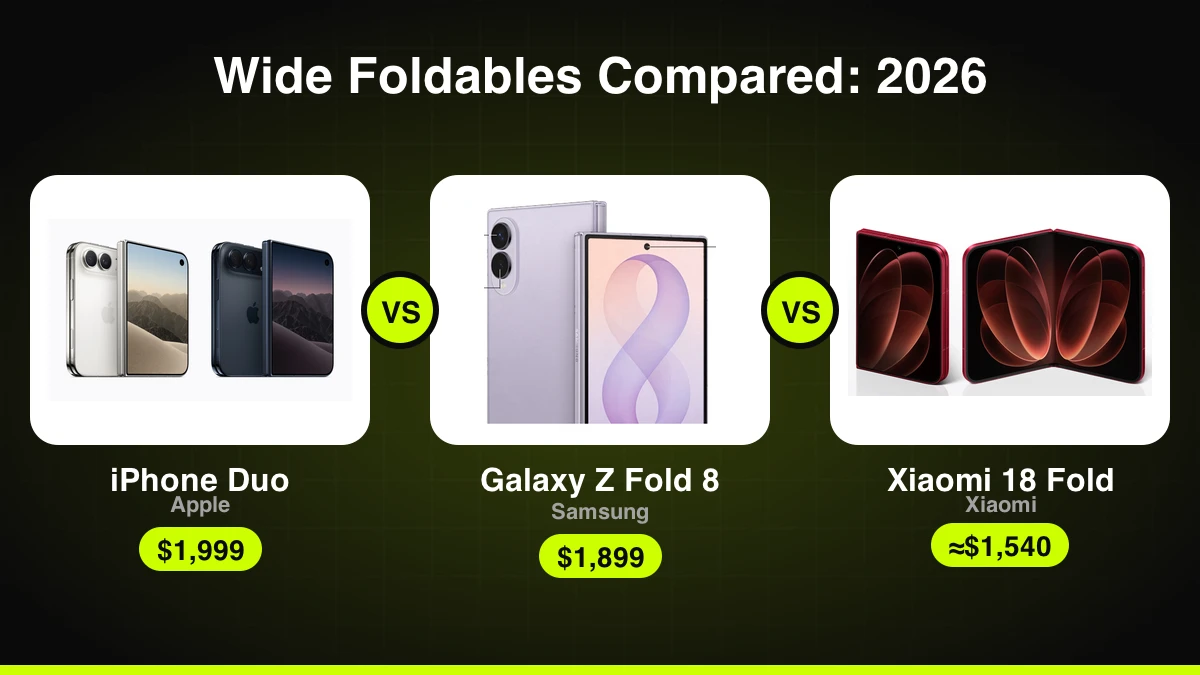 iPhone Duo vs Galaxy Z Fold 8 vs Xiaomi 18 Fold