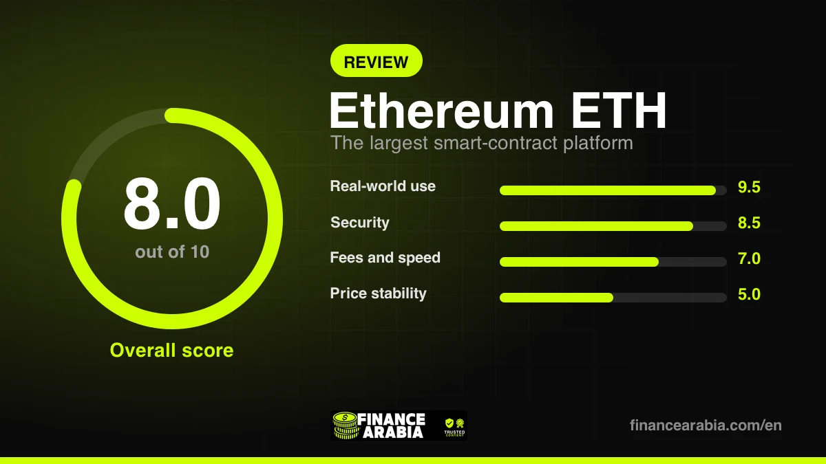 Ethereum ETH review score: 8.0 out of 10