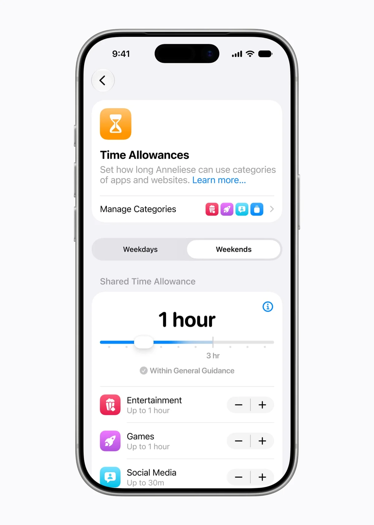 تحديد وقت الاستخدام اليومي للأطفال في iOS 27