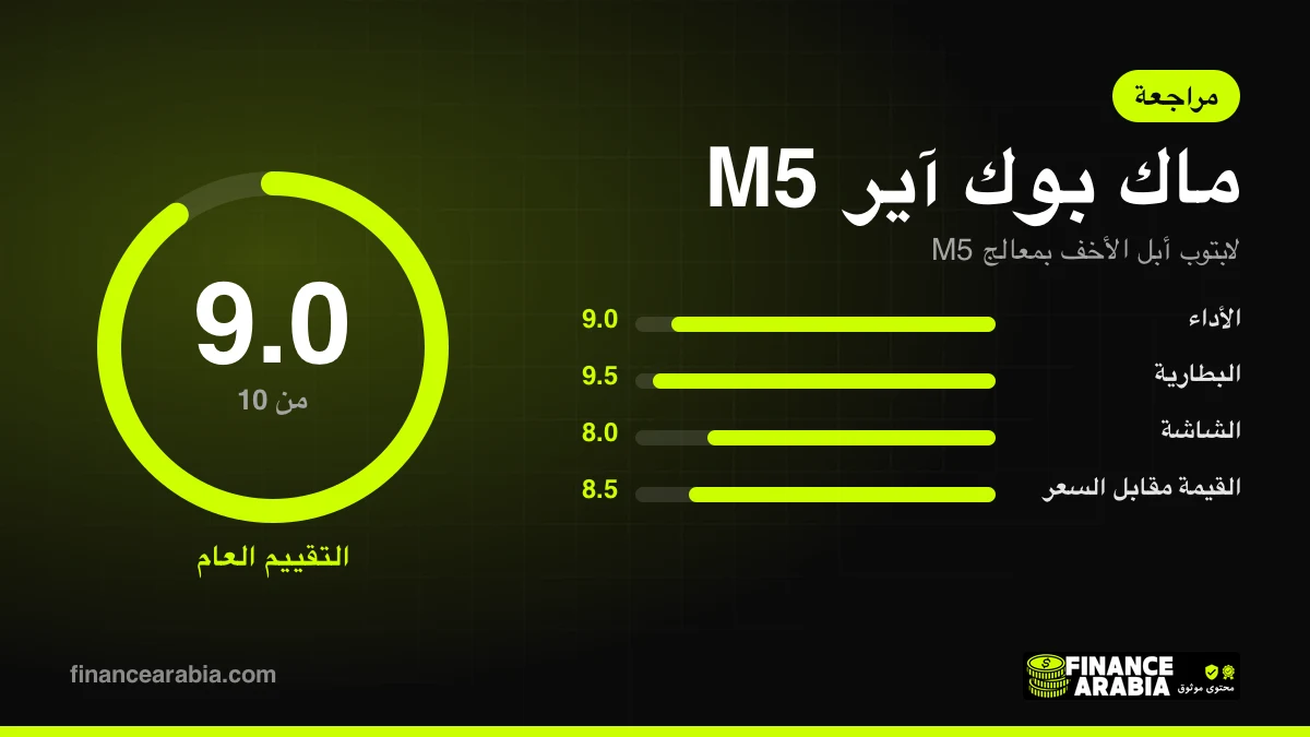 تقييم ماك بوك آير M5: 9.0 من 10